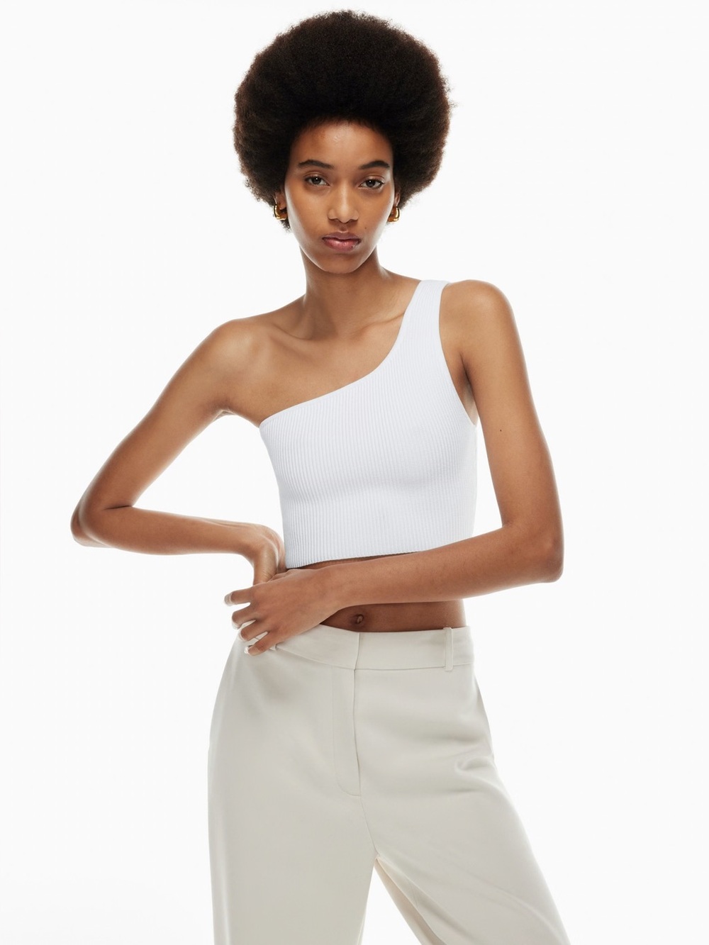 Aritzia Babaton Sculpt Knit One Shoulder Crop Top